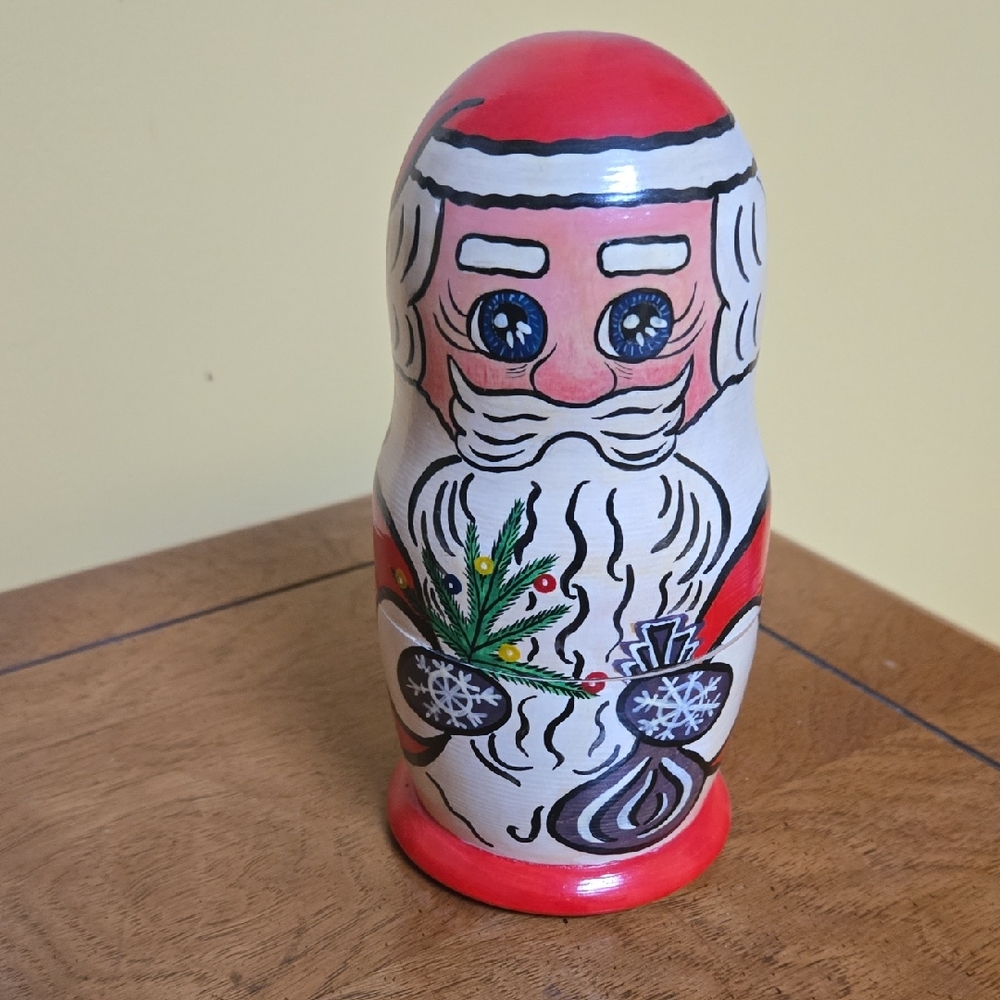 Vintage Handcrafted Santa Nesting Doll -Matryoshka doll 6.5 inches